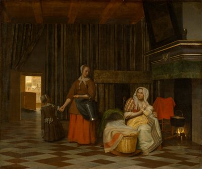 Woman and Child with Serving Maid by Pieter de Hooch